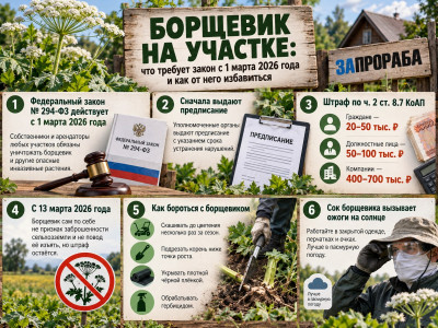 Борщевик на участке: что требует закон с 1 марта 2026 года, какие штрафы и как от него избавиться