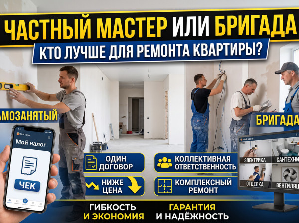 Самозанятый мастер или бригада: в чём разница для заказчика