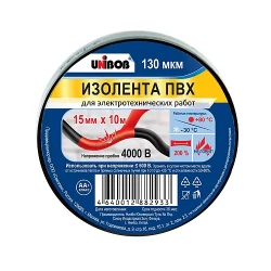 Изолента Unibob, черная, (15 мм x 10 м) Изолента Unibob, черная, (15 мм x 10 м)