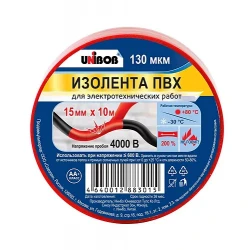 Изолента Unibob, красная, (15 мм x 10 м) Изолента Unibob, красная, (15 мм x 10 м)