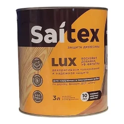 Состав Saitex Lux деревозащитный бесцветный, 3 л