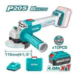 Угловая шлифмашина аккумуляторная TOTAL LI-lon 20V 1 аккум. кейсTAGLI2011587