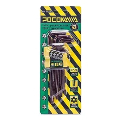 Набор угловых ключей TORX 9 штук (T10; T15; T20; T25; T27; T30; T40; T45; T50) 