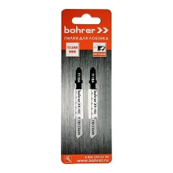 Пилки для лобзиков Bohrer по стали Т118A HSS 75/50мм, шаг 1,2 мм (2 шт. в уп.) (600/100/1) Пилки для лобзиков Bohrer по стали Т118A HSS 75/50мм, шаг 1,2 мм (2 шт. в уп.) (600/100/1)