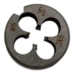Плашка Bohrer круглая М6,0 х1,0 мм метрическая (сталь 9ХС) (1 шт в пластиковой упаковке) Плашка Bohrer круглая М6,0 х1,0 мм метрическая (сталь 9ХС) (1 шт в пластиковой упаковке)