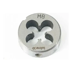 Плашка Bohrer круглая М5,0 х 0,8 мм метрическая (сталь 9ХС) (1 шт в пластиковой упаковке) Плашка Bohrer круглая М5,0 х 0,8 мм метрическая (сталь 9ХС) (1 шт в пластиковой упаковке)